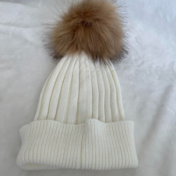 Accessories - Cream and brown Pom Pom beanie  #beanie #winter #cold #ski #vacation  Cream Brow